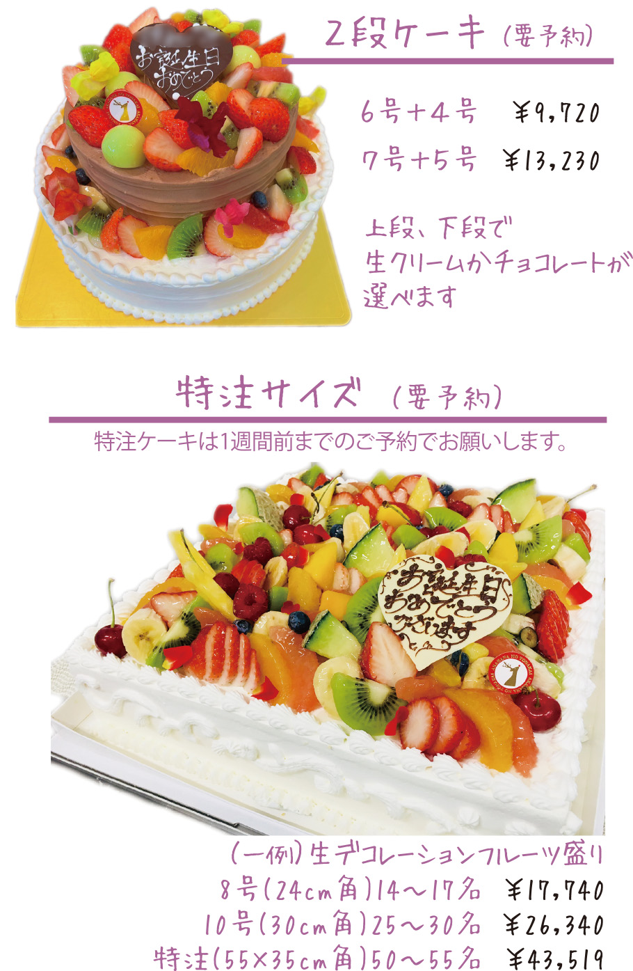 デコレーションケーキ特注